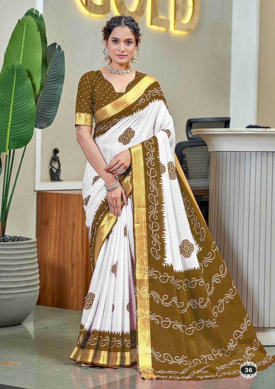 Bandhani Printed Cotton Sarees - MYLUXURY LANE ENTERPRISE